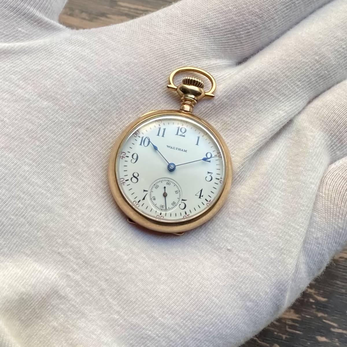 Waltham Pocket Watch Antique Manual Open Face 31mm Gold - Murphy Johnson Watches Co.
